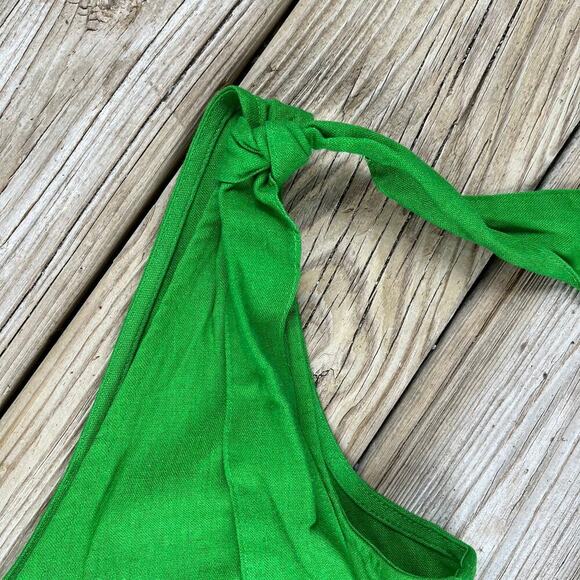 Who What Wear Women's Bright Green Linen Blend Tie Shoulder Top Size XS - Picture 5 of 7